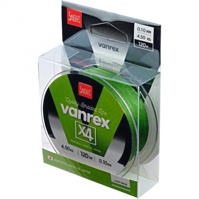 Леска плетёная LUCKY JOHN VANREX Х4 LIGHT GREEN 120 м - 0,1 мм LJ4111-010 Леска плетёная LUCKY JOHN VANREX Х4 LIGHT GREEN 120 м - 0,1 мм LJ4111-010