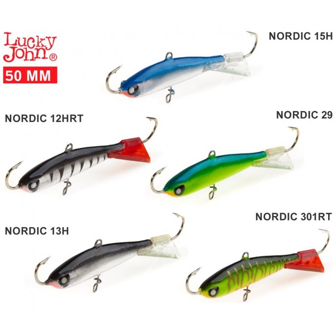 Балансиры LUCKY JOHN 5шт набор MIX NORDIC 5 50мм/12HRT/13H/15H/29/301RT 5шт без тройника LJB-011SET Балансиры LUCKY JOHN 5шт набор MIX NORDIC 5 50мм/12HRT/13H/15H/29/301RT 5шт без тройника LJB-011SET