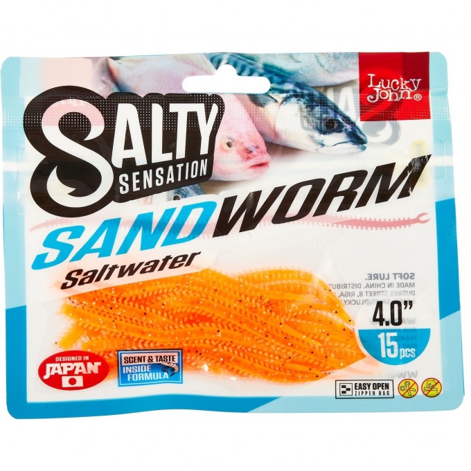 Черви съедобные искусственные LUCKY JOHN SALT WATER SANDWORM 4in (10 см), цвет F29, 15шт. 140502-F29 Черви съедобные искусственные LUCKY JOHN SALT WATER SANDWORM 4in (10 см), цвет F29, 15шт. 140502-F29
