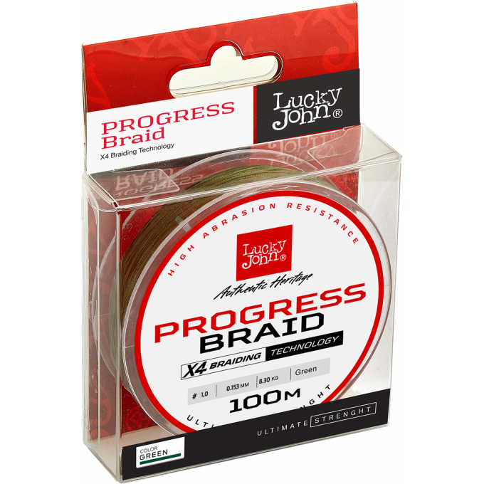 Леска плетёная LUCKY JOHN PROGRESS BRAID GREEN 100 м - 0,153 мм LJ4106-015 Леска плетёная LUCKY JOHN PROGRESS BRAID GREEN 100 м - 0,153 мм LJ4106-015