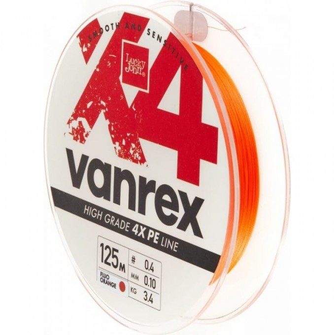 Леска плетёная LUCKY JOHN VANREX X4 BRAID FLUO ORANGE 125 м - 0,10 мм LJ4113-010 Леска плетёная LUCKY JOHN VANREX X4 BRAID FLUO ORANGE 125 м - 0,10 мм LJ4113-010