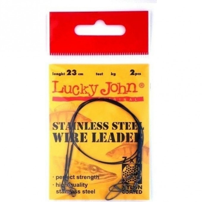 Поводки стальныеLUCKY JOHN PRO SERIES SSW 7х7, оснащенные вертлюгой и застёжкой, покрытие нейлон, диаметр 0,36Мм /12Кг/25См/2Шт. LJP6212-025 Поводки стальныеLUCKY JOHN PRO SERIES SSW 7х7, оснащенные вертлюгой и застёжкой, покрытие нейлон, диаметр 0,36Мм /12Кг/25См/2Шт. LJP6212-025