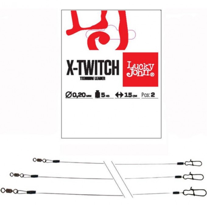 Поводки титановые LUCKY JOHN AFW TITANIUM, оснащенные вертлюгой и застежкой 18Кг 25См 2Шт LJP7218-025 Поводки титановые LUCKY JOHN AFW TITANIUM, оснащенные вертлюгой и застежкой 18Кг 25См 2Шт LJP7218-025