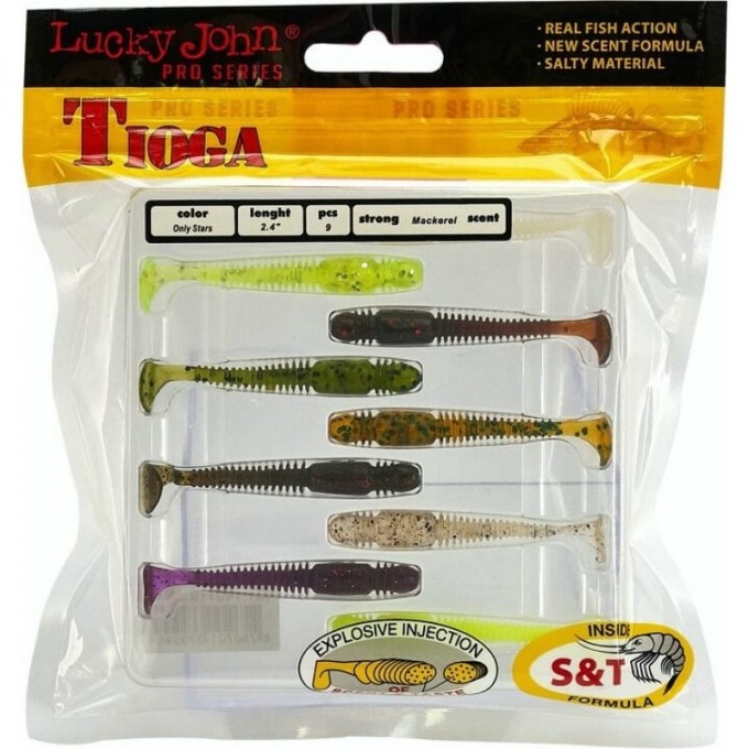 Виброхвост LUCKY JOHN PRO SERIES TIOGA 2.4 in (61 мм), цвет mix1 9Шт. 140119-MIX1 Виброхвост LUCKY JOHN PRO SERIES TIOGA 2.4 in (61 мм), цвет mix1 9Шт. 140119-MIX1